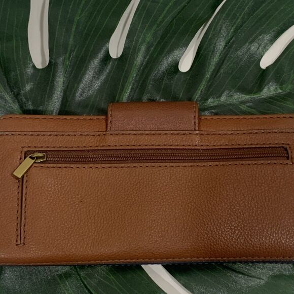 Fossil Leather Stripe Snap Button RFID Wallet Women - Picture 5 of 9